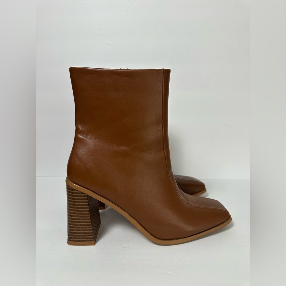 Boss Lady Chunky Heeled Boots Brown Size 10 - Picture 3 of 14